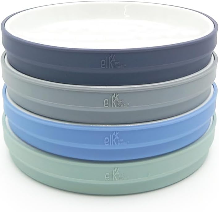 Elk and Friends Kids 7.8” Porcelain Plates (4-Pack): White with Silico