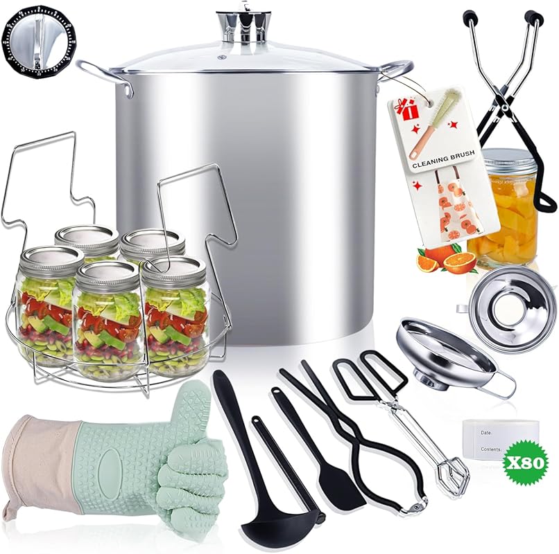Stainless Steel Water Bath Canner Pot Starter Kit with Rack for Beginn