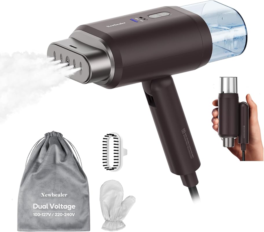 Newbealer Professional Dual Voltage Travel Steamer, 1200W High-Power, 