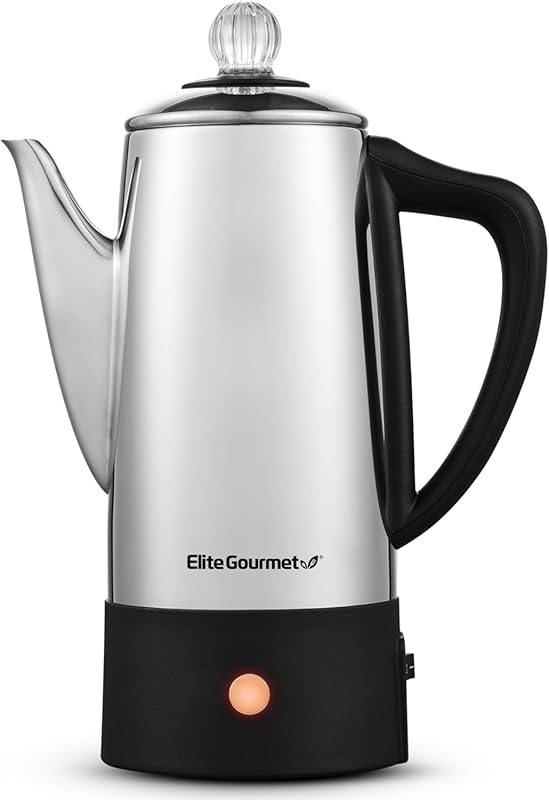 Elite Gourmet EC140 Electric 6-Cup Stainless Steel Percolator with Kee