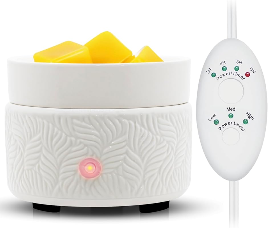 Ceramic 3-in-1 Candle Wax Melts Warmer Burner, Timer, Auto Shut-Off & 