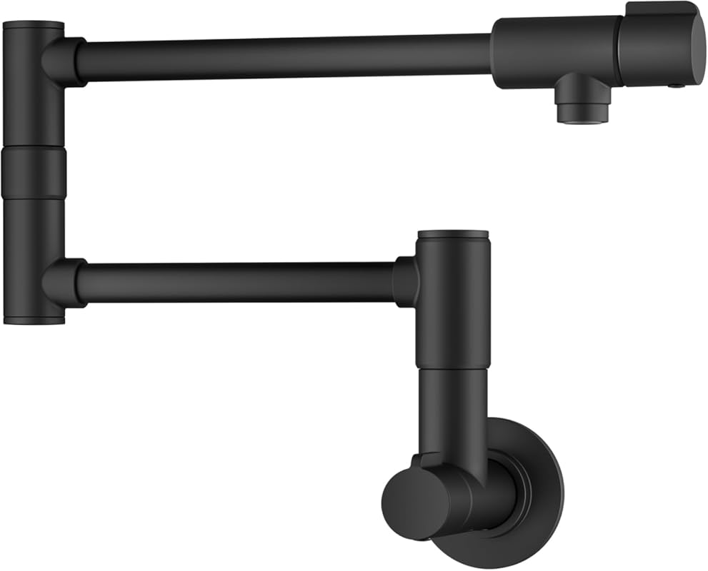 KRAUS Bolden Matte Black Pot Filler Faucet, 2 Handle Wall Mount with R