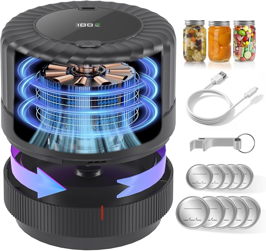 VP06+ Electric Mason Jar Vacuum Sealer: Cordless Handheld, Wide/Regula