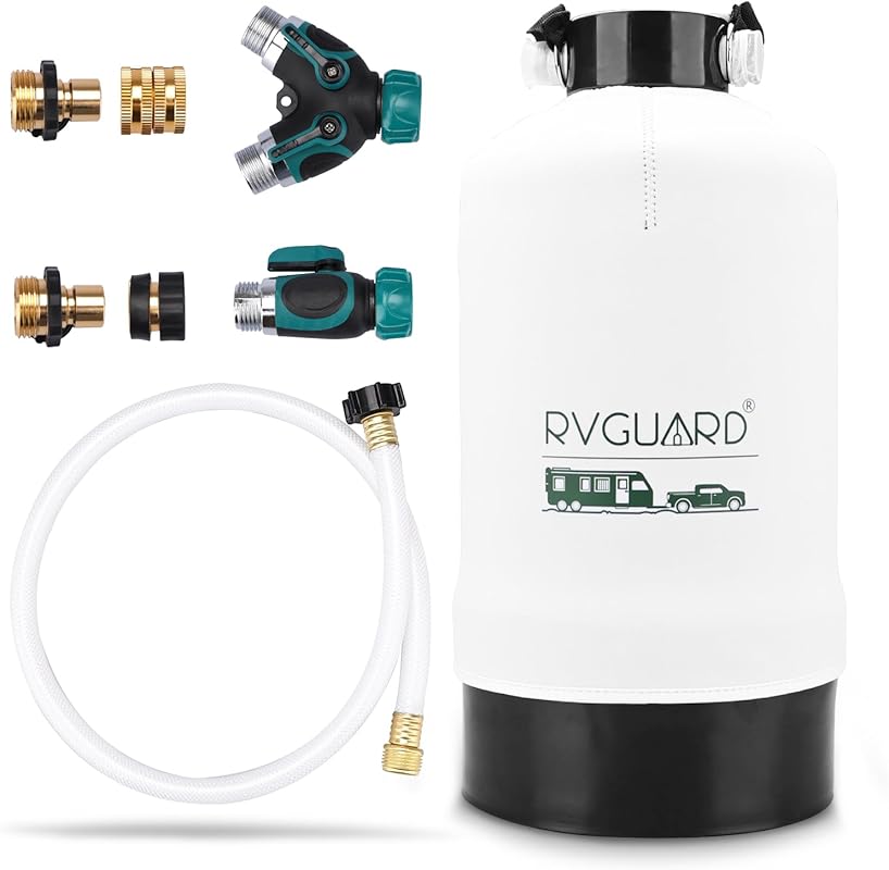 RVGUARD Portable 16,000 Grains Water Softener for RV, Reduces Hardness