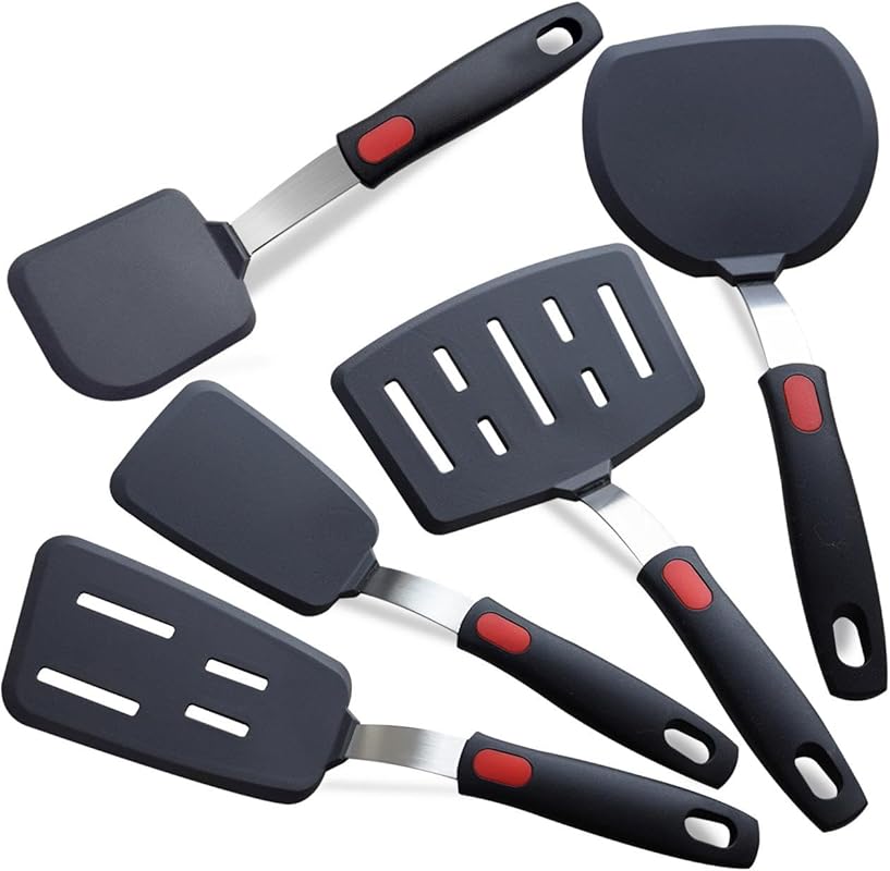 Five Pack Silicone Spatula Turner Set, 600°F Heat Resistant for Nonsti
