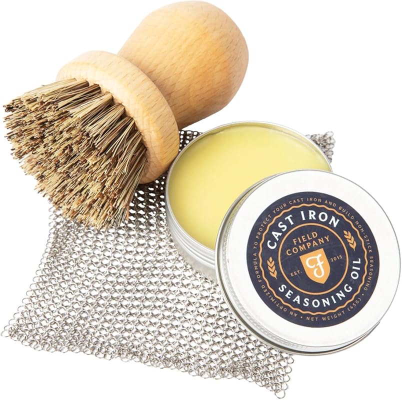 Field Company Cast Iron Care Kit with Chain Mail Scrubber, Brush & Oil