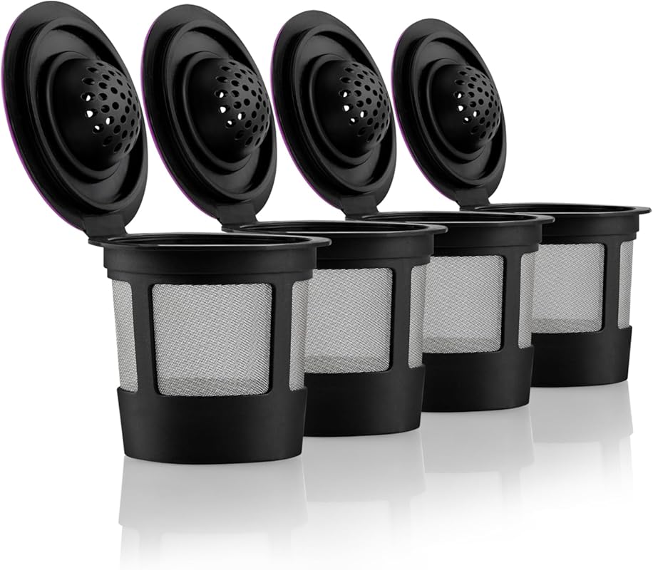 4-Pack Black Reusable K Cups for Keurig K-Classic, K-Select, K-Mini Co