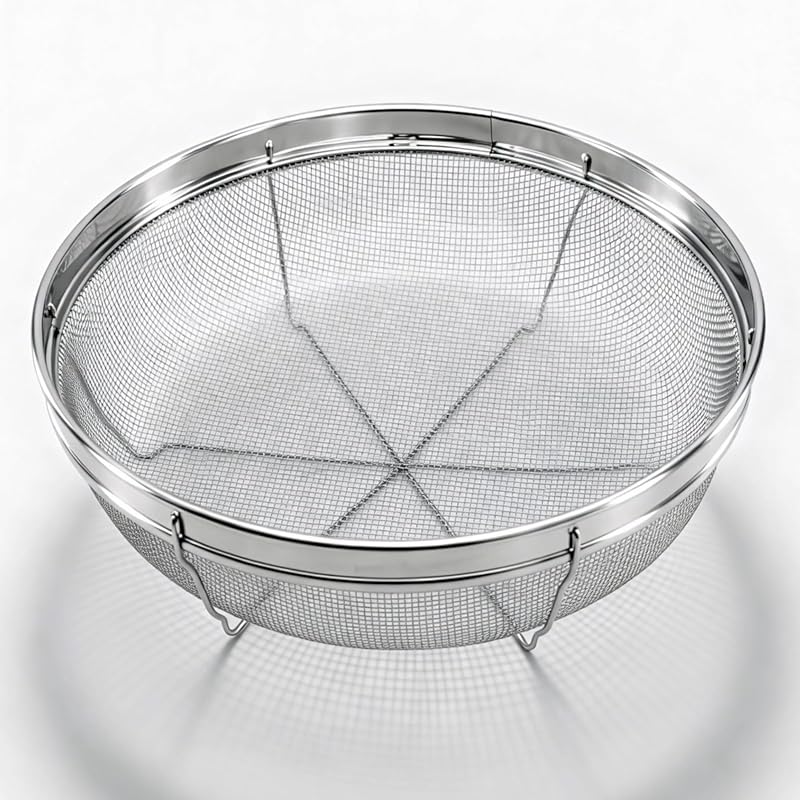 9.84-inch Stainless Steel Fine Mesh Colander Bowl with Resting Base fo