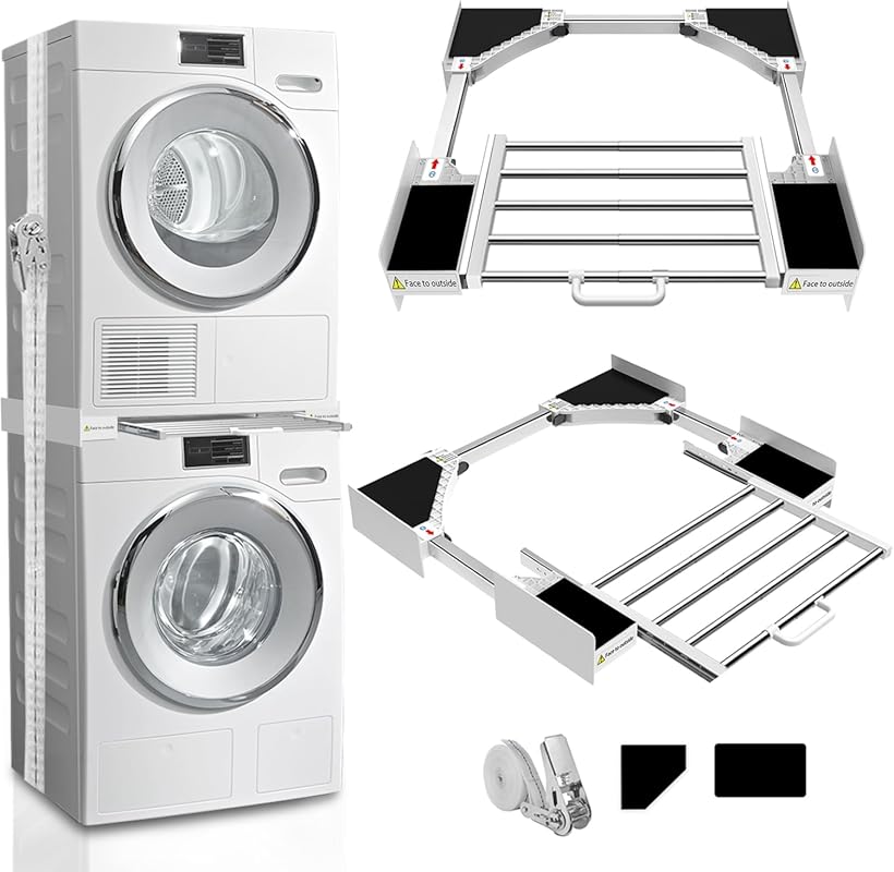 Universal Washer Dryer Stacking Kit with Pull-Out Drying Rack, Adjusta