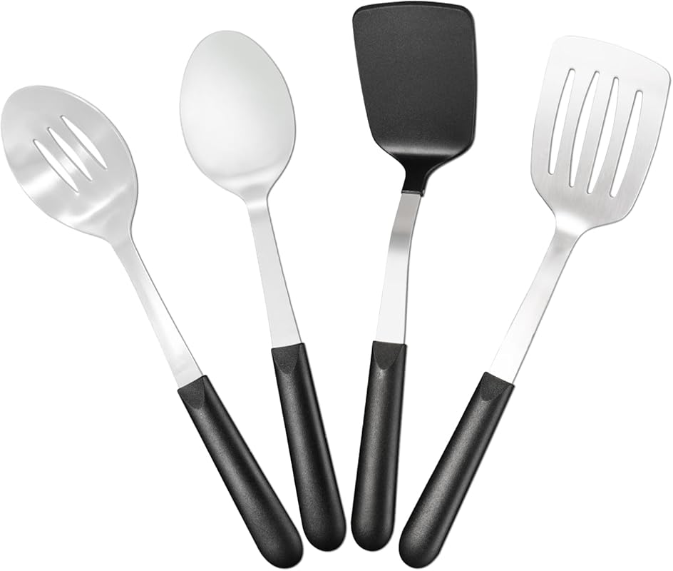 4 Pcs Stainless Steel Cooking Utensils Set with Heat Resistant Turners