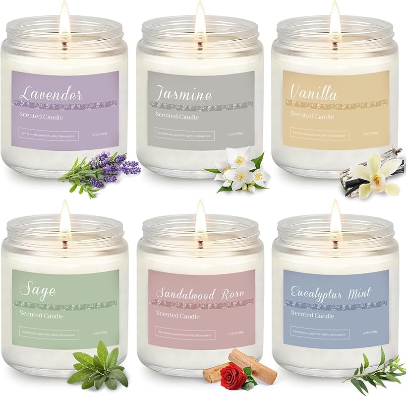 6 Pack Scented Candles Gift Set – Long Lasting Aromatherapy for Home, 