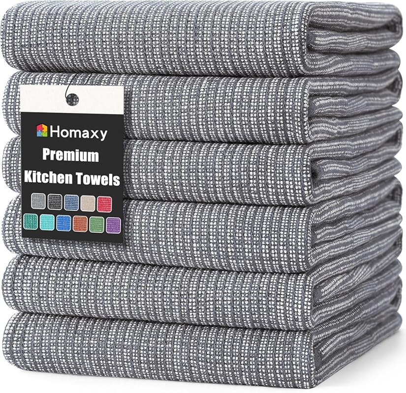 Homaxy Premium Large Cotton Kitchen Hand Towels – Flat & Terry, 380 GS