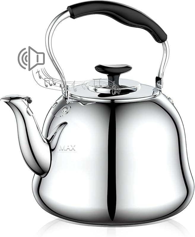 Stainless Steel Whistling Stovetop Tea Kettle 2L - Fast Boil Teapot wi