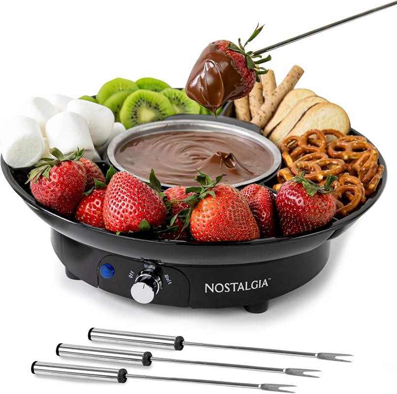 Nostalgia Electric Fondue Party Set, 10oz Pot, 4 Forks, Melts Cheese &