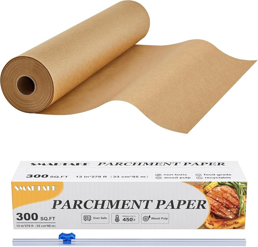 SMARTAKE Unbleached Parchment Paper Roll, 300 sq ft, Non-Stick, Heavy 