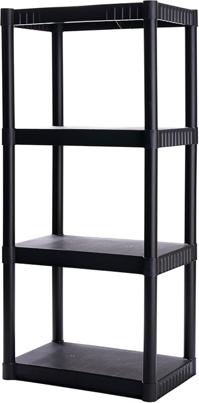 Plano 4-Shelf Plastic Storage Shelves: Durable, Easy Assemble for Pant