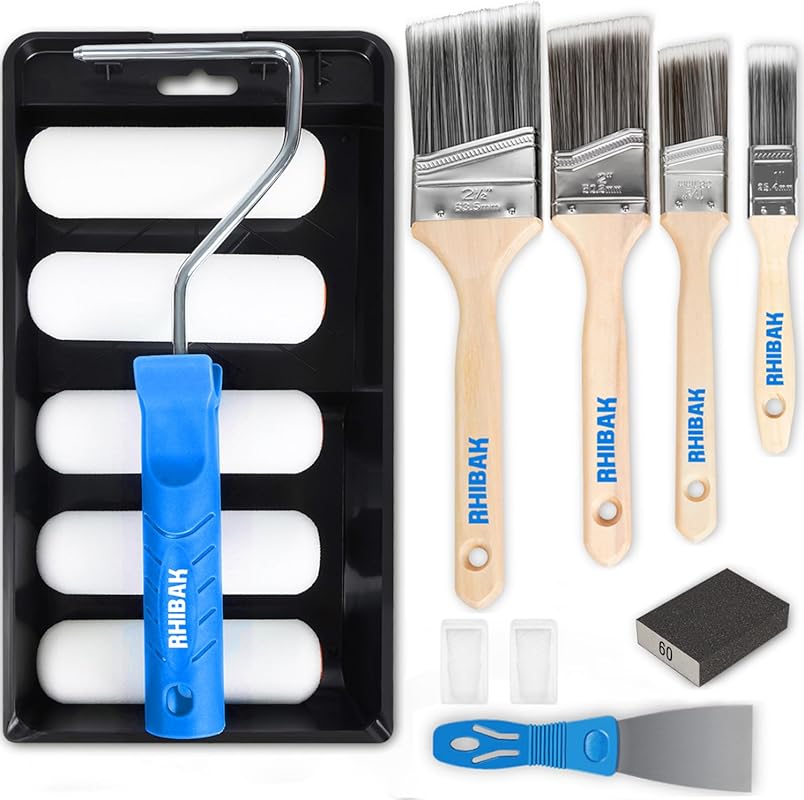 All-in-One Paint Roller Kit: Brushes & 4 Inch Foam Rollers for Profess