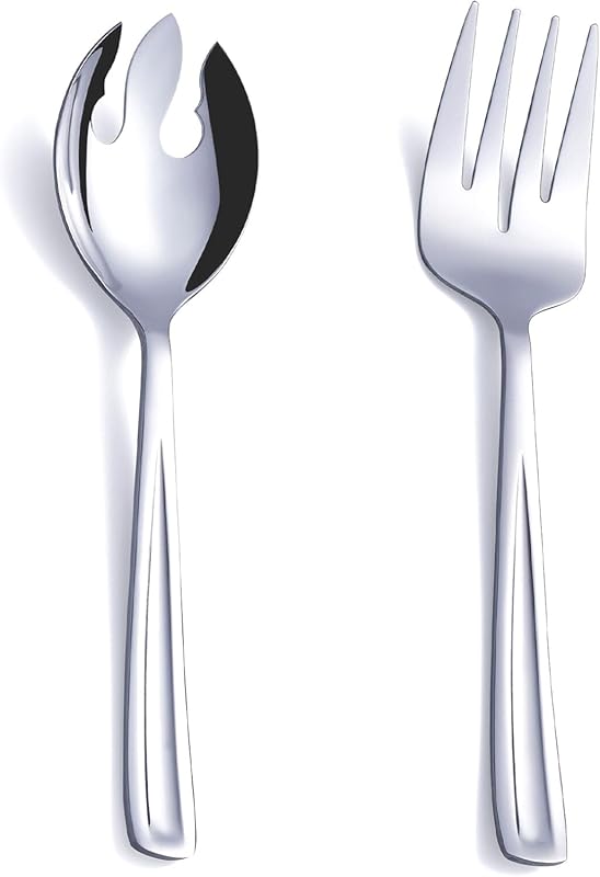GoGeiLi 9.5-inch Stainless Steel Salad Server Set – 2-Piece Large Spoo