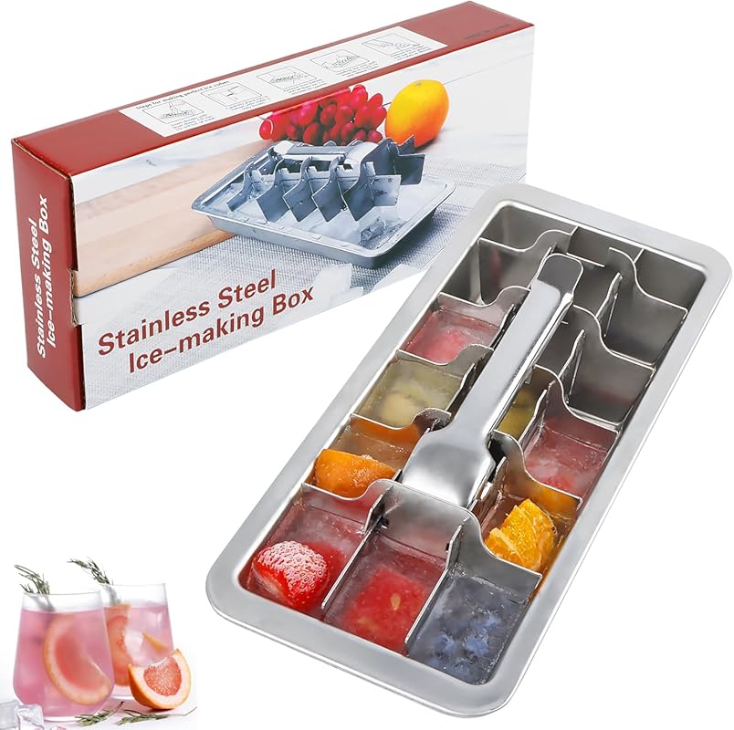 KAYCROWN 18/8 Stainless Steel Ice Cube Tray; 18 Slots, Easy Release Ha