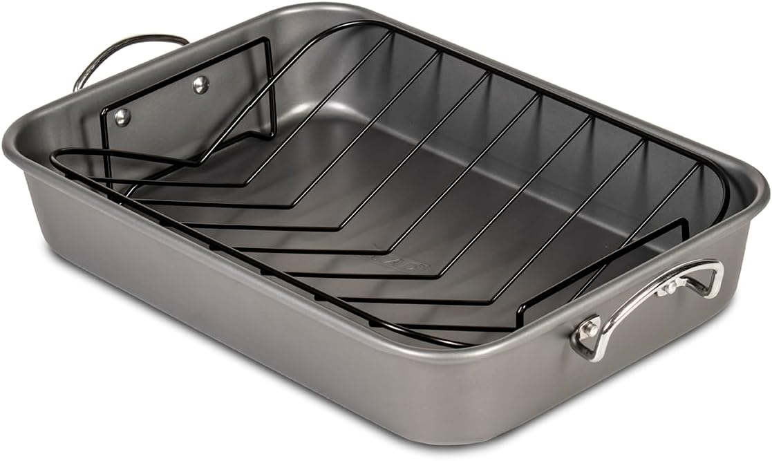 Glad 11x15 Inch Nonstick Roasting Pan with Rack, Heavy Duty Metal Bake