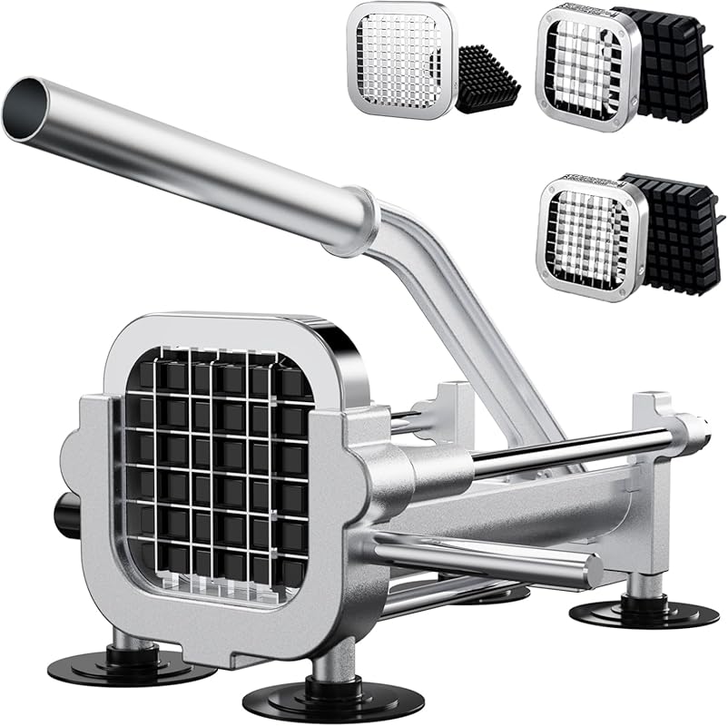 Heavy Duty Stainless Steel French Fry Cutter & Potato Slicer with 1/2,