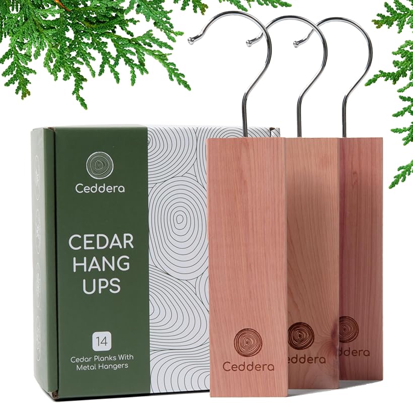 Natural Cedar Hang Ups 14-Pack: Eco-Friendly Moth Ball Alternative for