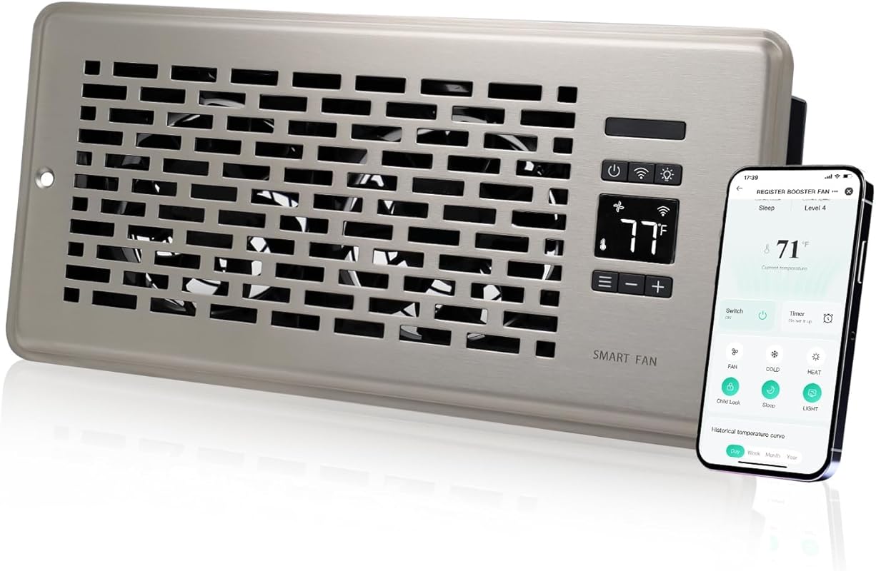 Manhattan Quiet Register Booster Fan 4x10, 10-Speed, Intelligent Therm