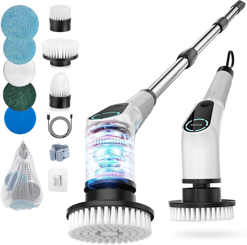 Dovety Electric Spin Scrubber: Cordless Power Cleaning Brush with 8 He
