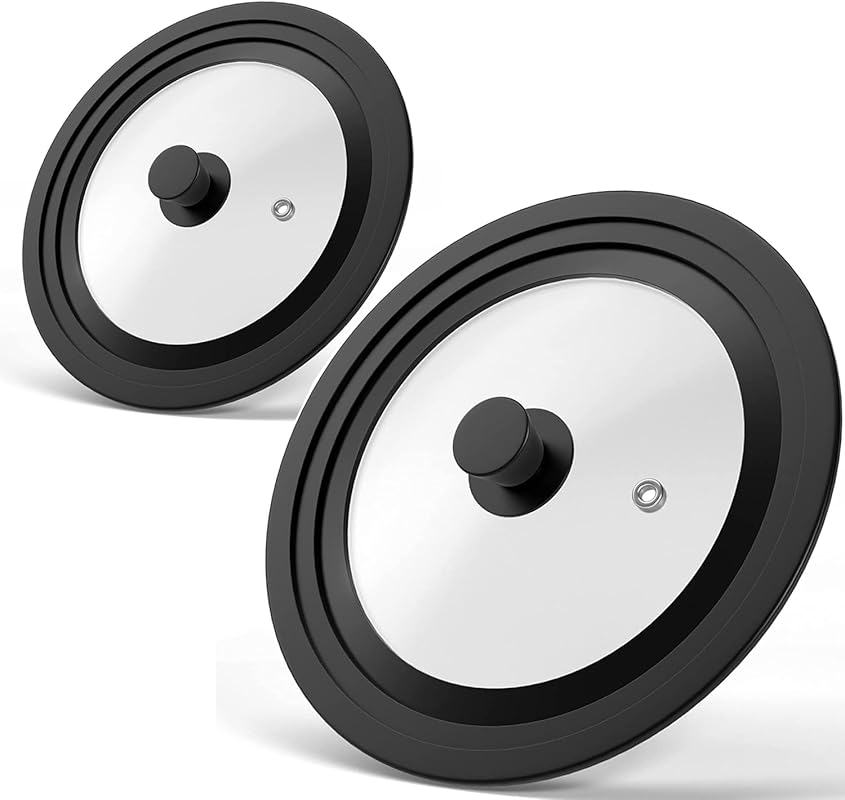 Universal Tempered Glass Lids (2-Pack) for Pots, Pans & Skillets; Fits