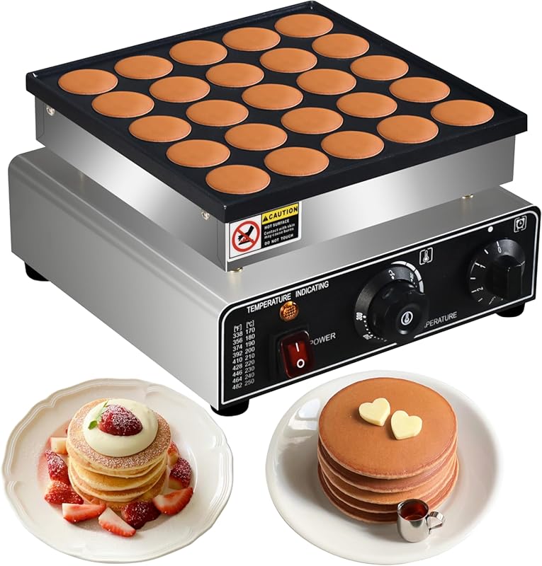 Commercial 25PCS Mini Dutch Pancake Maker, 110V 950W Non-stick Stainle