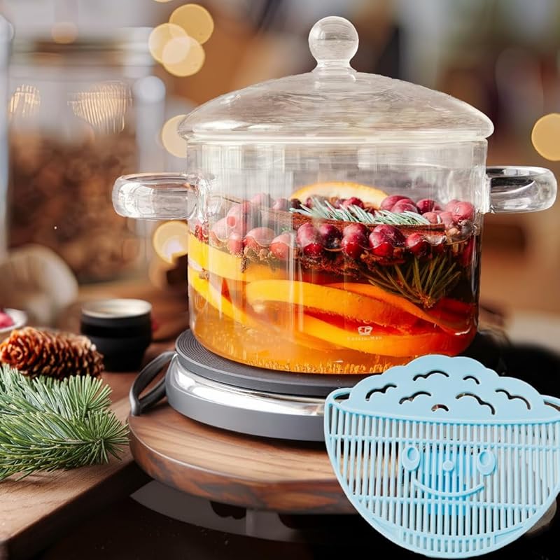 2L Clear Borosilicate Glass Simmer Pot with Strainer, Anti-Scald Handl