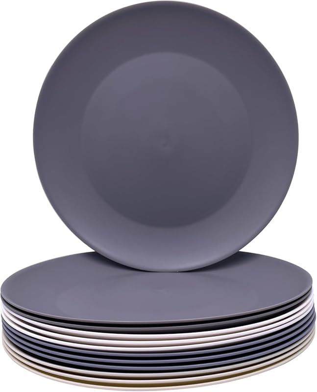 AOYITE Unbreakable Plastic Dinner Plates, Set of 12 – Reusable, Microw