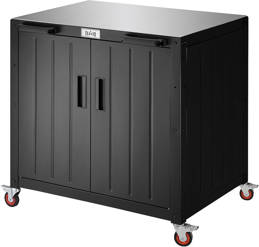 35-Inch Outdoor Grill Cart with Storage Cabinet, Stainless Steel Top &