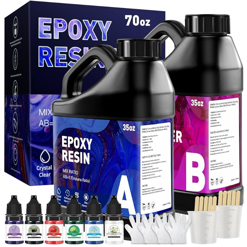 70 oz Clear Epoxy Resin Kit: 1:1 Easy Mix, Self-Leveling, Bubble-Free,