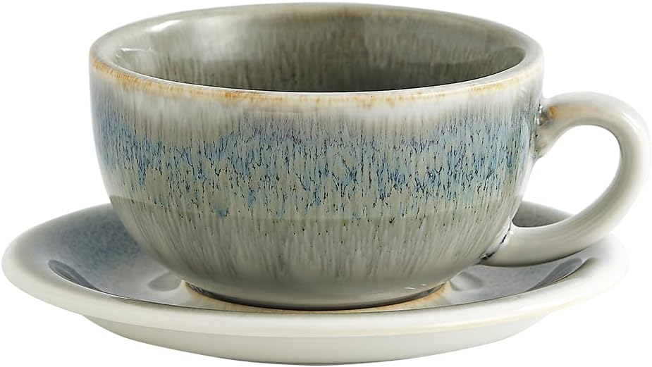 Vintage Design Ceramic Latte Art Cappuccino Barista Cup with Saucer, 1