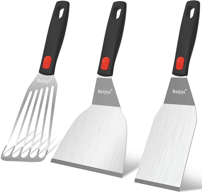 Beijiyi Stainless Steel Spatula Set – Heavy Duty Metal Griddle Flipper