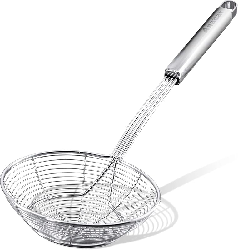 Anaeat Stainless Steel Spider Strainer Skimmer Ladle with Long Handle 