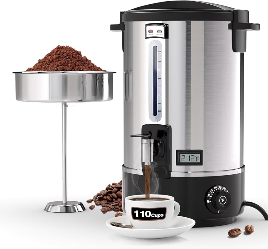 Commercial 110-Cup Coffee Urn, 16L Fast Brew Stainless Steel Hot Bever