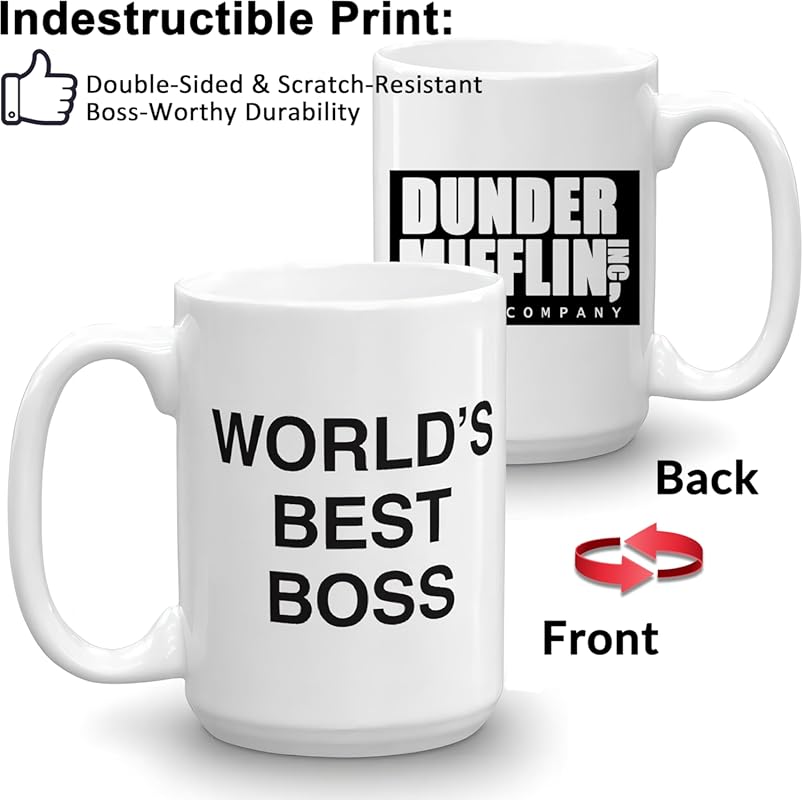 World's Best Boss The Office Coffee Mug, 15oz Ceramic Gift for Boss, C