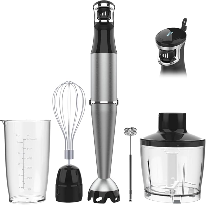 1100W Corded Immersion Blender Set 5-in-1 with Chopper, Whisk & Frothe