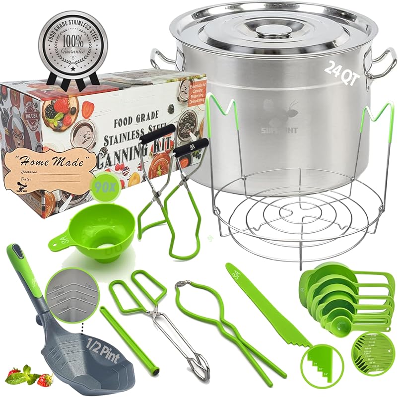 Supa Ant 24 Qt. Stainless Steel Water Bath Canning Pot & Starter Kit f