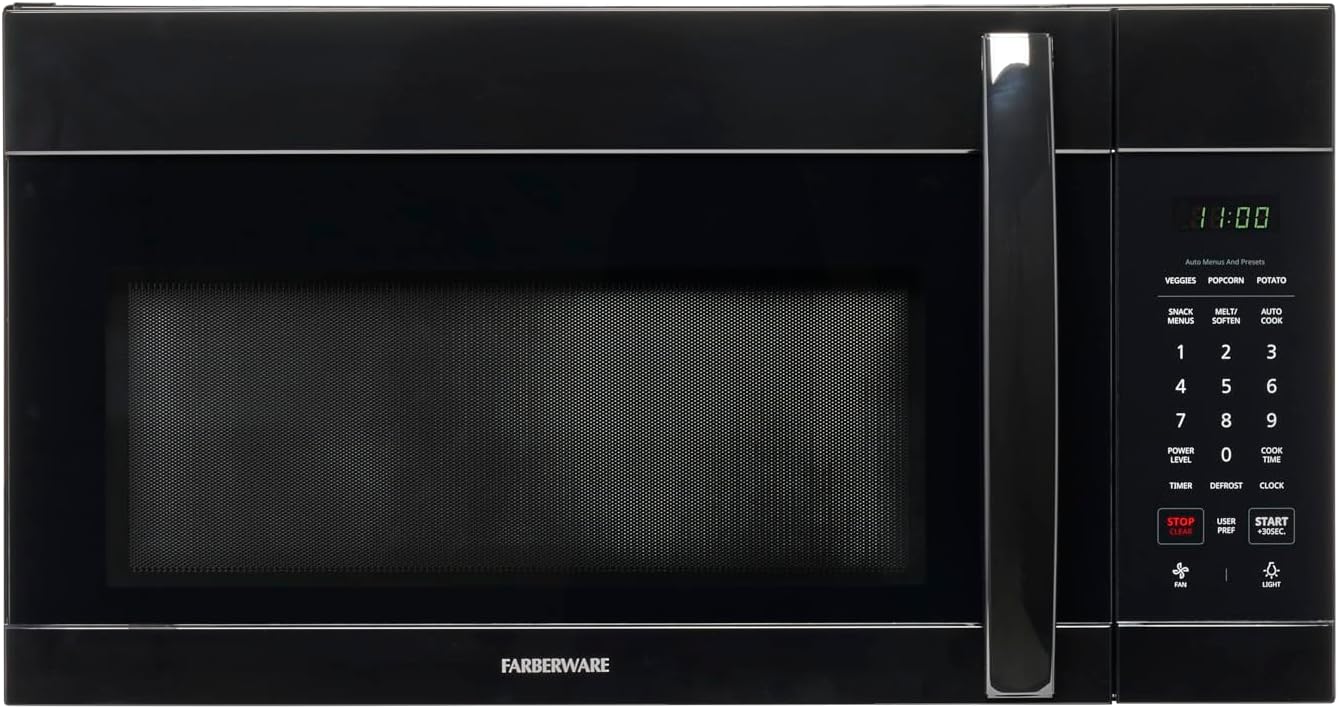 Farberware 1.7 Cu. Ft. Over-the-Range Microwave, 1000W, Auto Cook, Def
