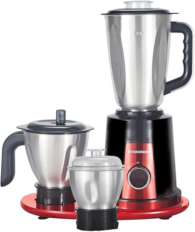 Powerful Indian Mixer Grinder, 800 Watt Motor with 3 Stainless Steel J
