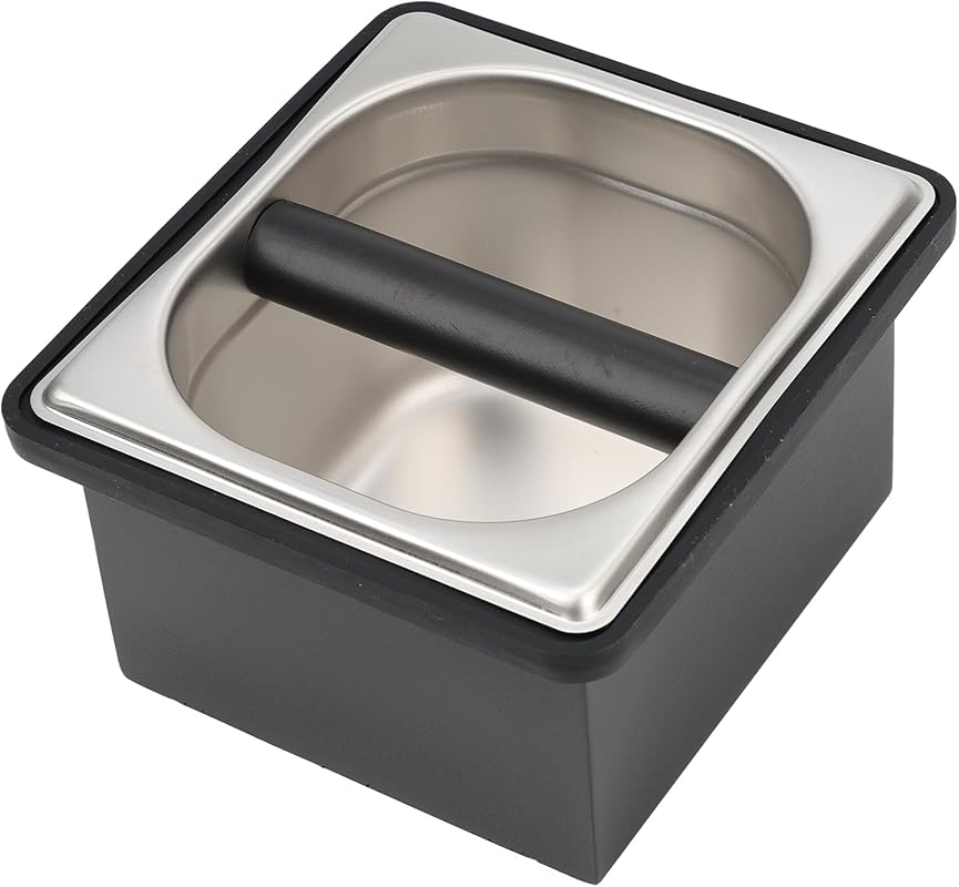 Stainless Steel Espresso Knock Box: Noise-Reducing Rubber Ring, Durabl
