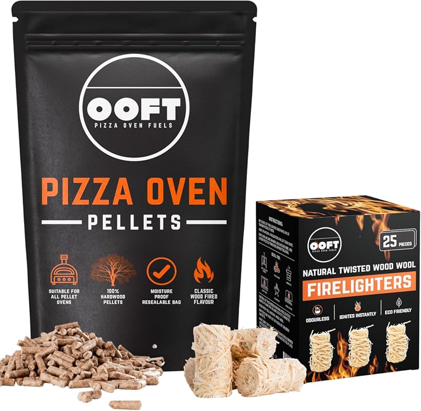 OOFT 100% Hardwood Pizza Oven Pellets & Firestarter Bundle – 5KG Bag, 