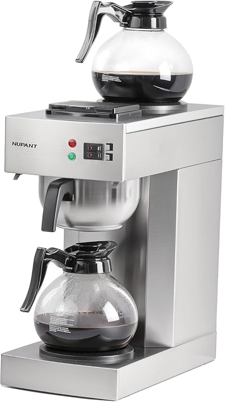 12-Cup 1.8L Commercial Pour Over Drip Coffee Maker with 2 Glass Carafe
