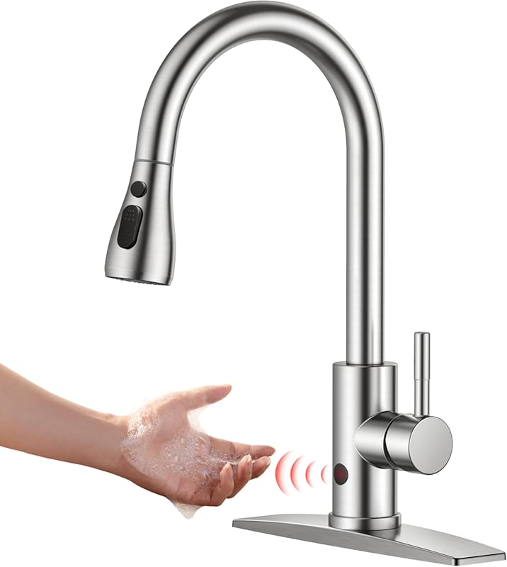 FORIOUS Touchless Kitchen Faucet with Smart Motion Sensor, Pull Down S