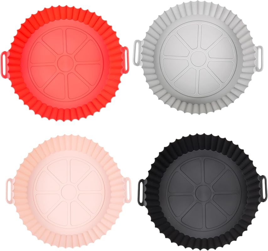 SAMNATE 4PCS Reusable Silicone Air Fryer Liners & Pans – Durable Acces
