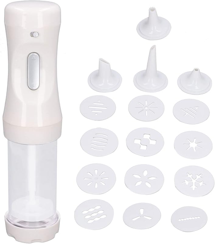Electric Cookie Press Gun Kit with 12 Discs & 4 Icing Tips for DIY Cak