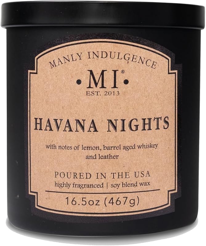 Manly Indulgence Havana Nights Scented Candle: 16.5oz, 2-Wick Soy Blen